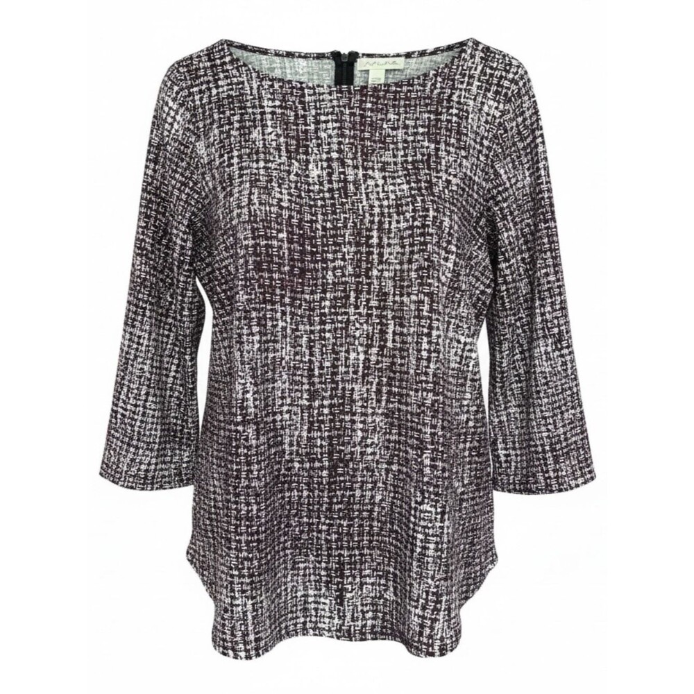 Emaline NWOT Plum/Purple Patterned Scoop-Neck 3/4 Sleeve Women’s M Top